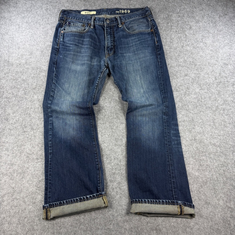 Gap 1969 Rockaway Low-rise Bootcut Jeans Mens 33x30 Fits 33x29 Blue Denim